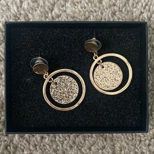 Gold double circle earrings